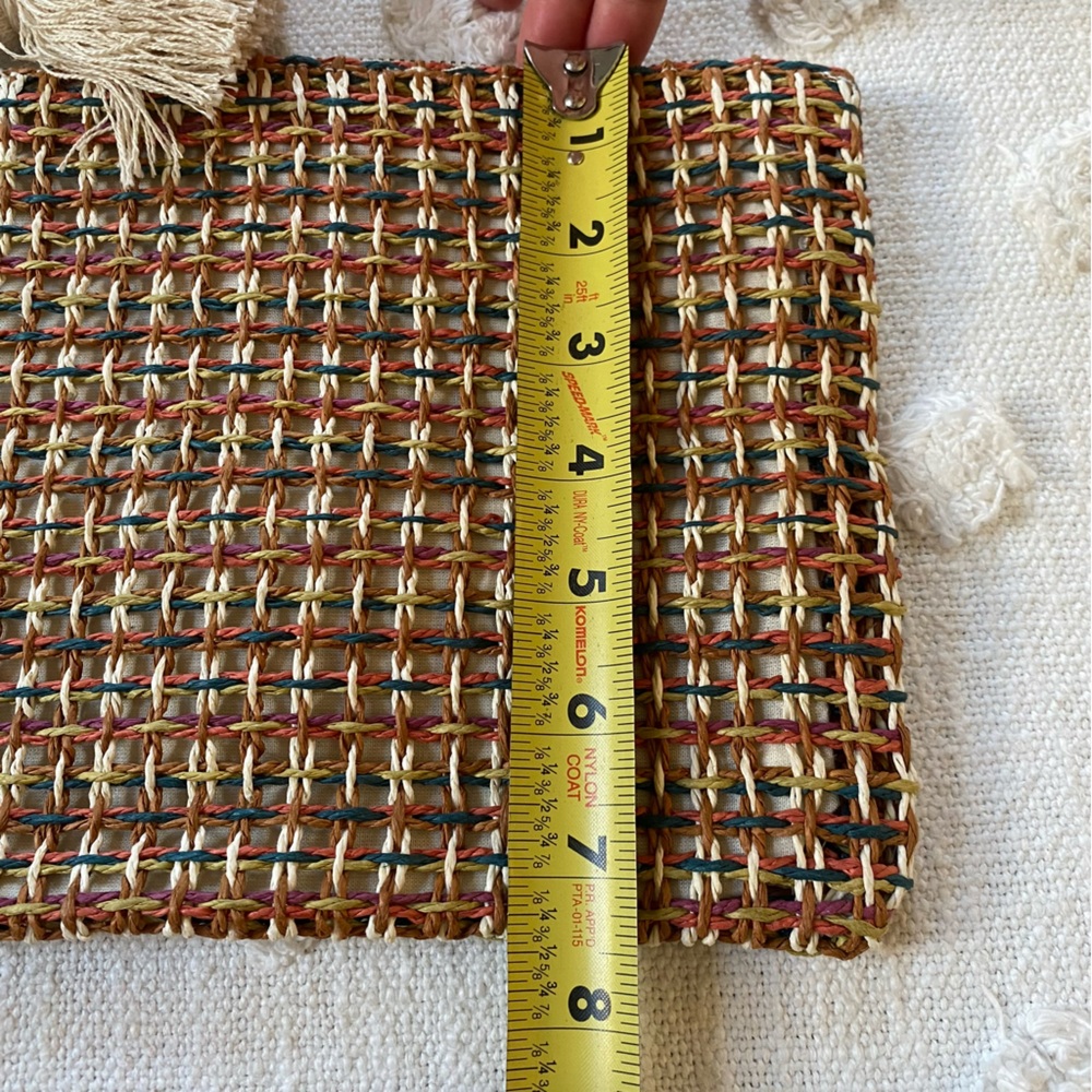 Madewell Raffia Large Zip Pouch 2 Tassels Rainbow Weave Clutch Beach Coastal - Picture 7 of 8